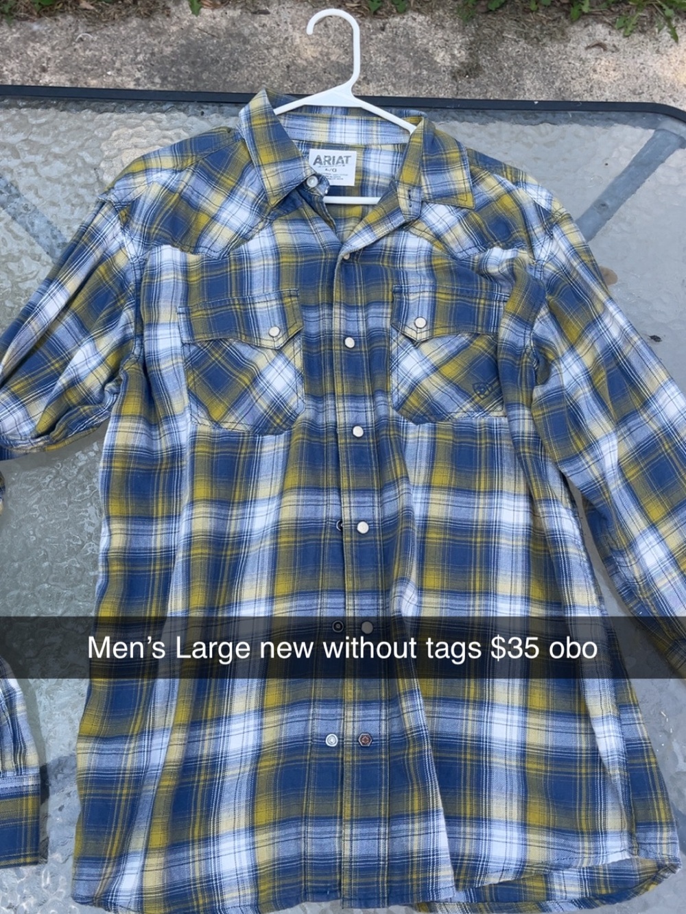 Ariat Men’s Yellow and Blue Plaid Western Button-Down Shirt